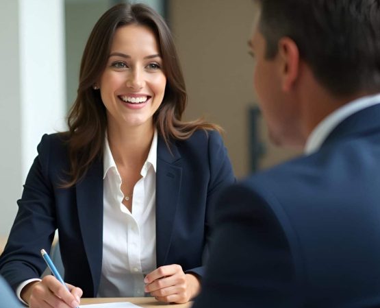 Flat Vector Illustration of Busy Professional Businesswoman Consulting Clients on Finance Management